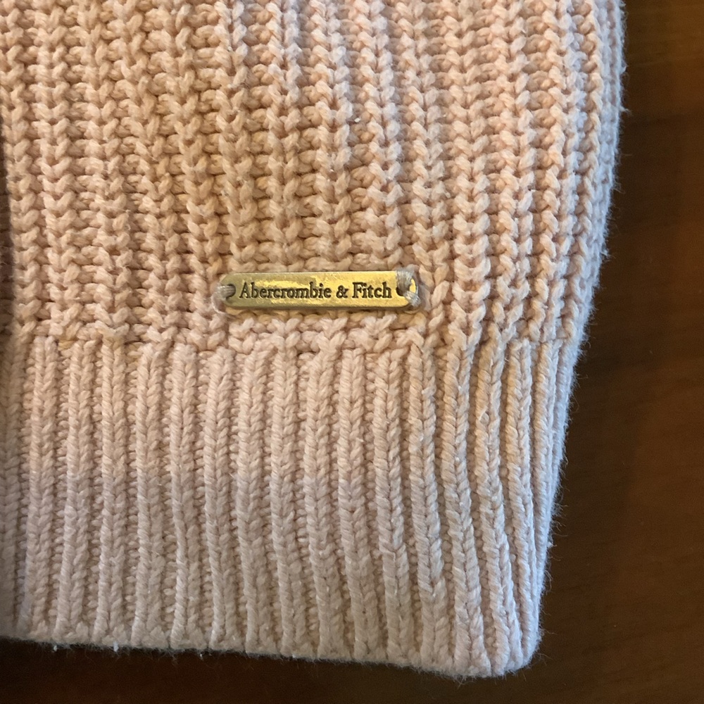 Y2K Abercrombie & Fitch Light Pink Knit Sweater Military Button Detail Size M - Picture 8 of 8